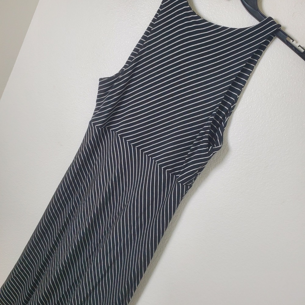 Athleta‎ Santorini Black & White High Neck Mix Stripe Knit Midi Travel Dress - Picture 12 of 13